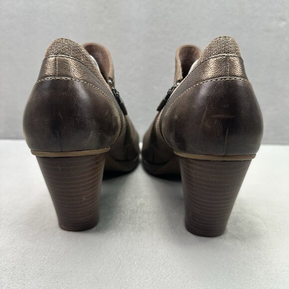 Womens 10.5-11 (EU 41) Dansko Marcia Ankle Booties Brown Leather Heeled Wedge - Picture 4 of 8